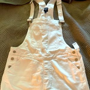 NWT White Jean Gap Short Overalls